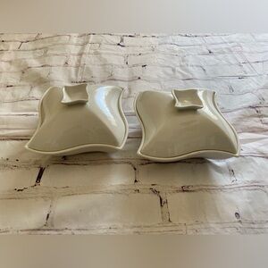 Godinger Siena Pinwheel Covered Casserole Dishes White Wavy Set of 2